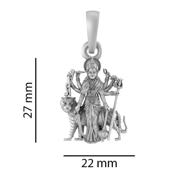 Goddess Maa Durga Pendant Pure Sterling Silver Lord Durga Maa Blessing Locket for Men & Women