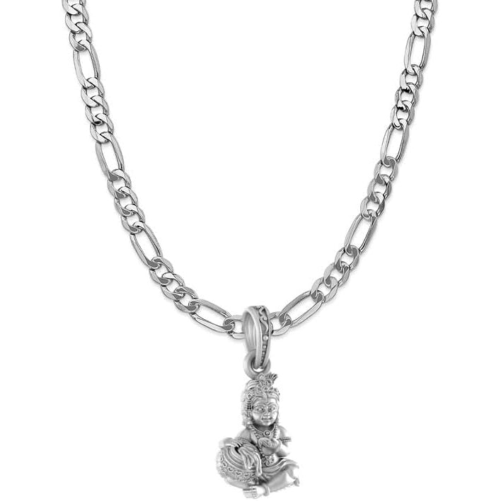 Handcrafted Pure Silver God Krishna Laddu Gopal 92.5% Purity Pendant for Men & Women