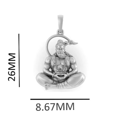 Pavanputra Hanuman 925 Silver Pendant - Sterling Silver (92.5% purity) God Hanuman (Big Size) Pendant for Men Pure Silver Lord Bajrang Bali (Big Size) Locket for Good Health & Wealth