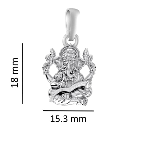 God Ganesh Pendant for Men & Women Pure Silver Lord Ganapathy Locket for Good Health & Wealth