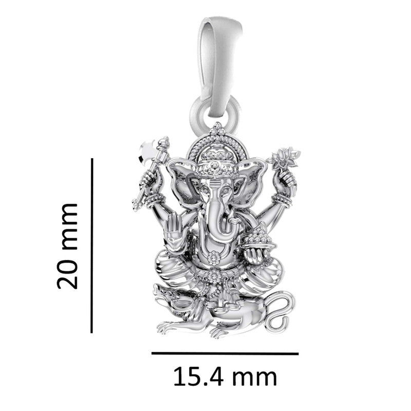 Ride of the Remover: Ganesh on Mouse Sacred Pendant (92.5% purity) God Ganesh Blessings Pendant for Men & Women Pure Silver Lord Ganapathy Locket for Good Health & Wealth