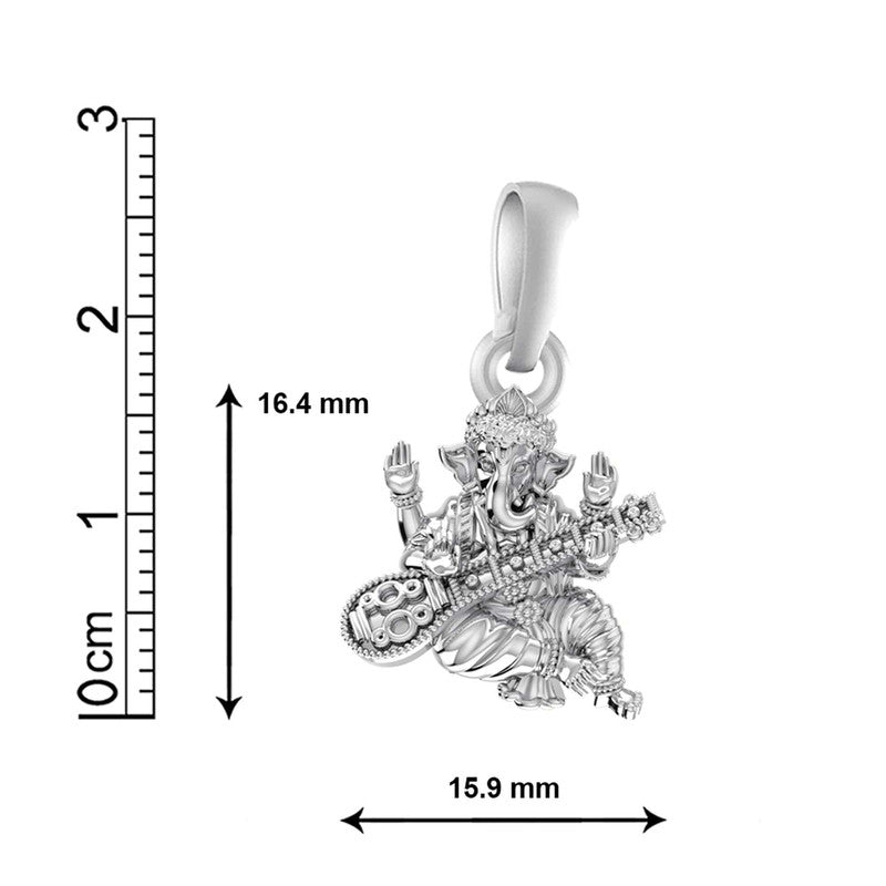 Harmony & Blessings: Sitarist's Ganesh Pendant (92.5% purity) God Ganesh Pendant for Men & Women Pure Silver Lord Ganapathy Locket for Good Health & Wealth
