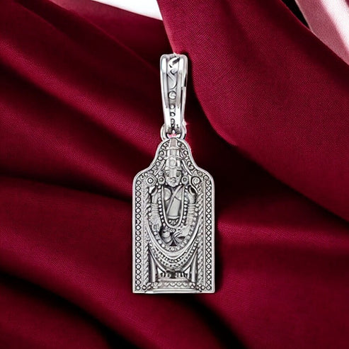 Pure 92.5% Silver Vishnu Pendant for Men & Women - Divine Grace - Handmade in India - God Balaji Pendant Tirupati Devotional Charm - for Good Health & Wealth