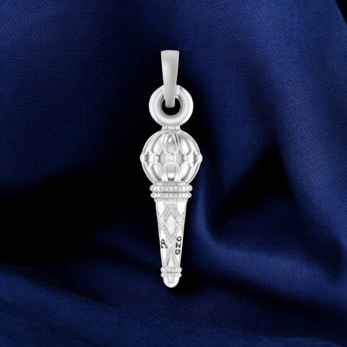 92.5% Pure Sterling Silver God Bajrang Bali Gada Pendant (Big size) - Symbol of Devotion: Hanuman's Sacred Gada
