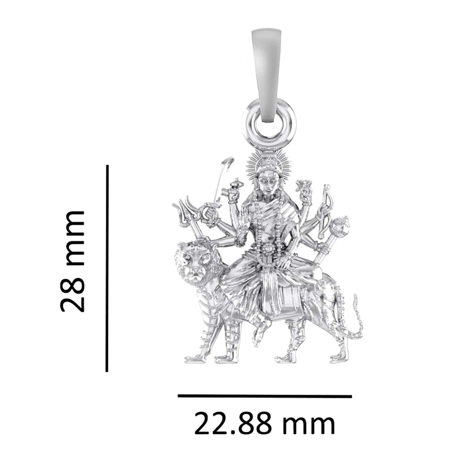 92.5% Sterling Pure Silver Goddess Lord Durga Maa Pendant Pure Silver for Men & Women