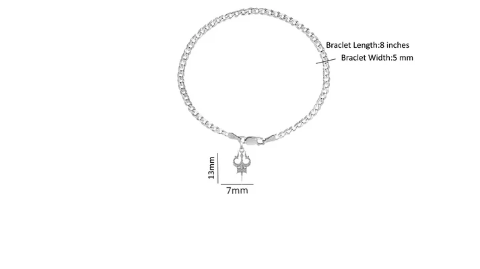 92.5% pure Sterling Silver Curb Designer Bracelet with spiritual Trishul