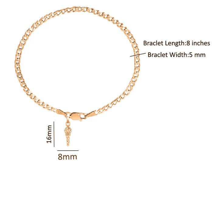 22KT gold plated 92.5% pure Sterling Silver Curb Designer Bracelet with Hanuman Gada for Men & Boys