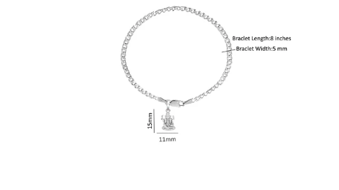 92.5% pure Sterling Silver Curb Designer Bracelet with Charm Ganesh for Men & Boys