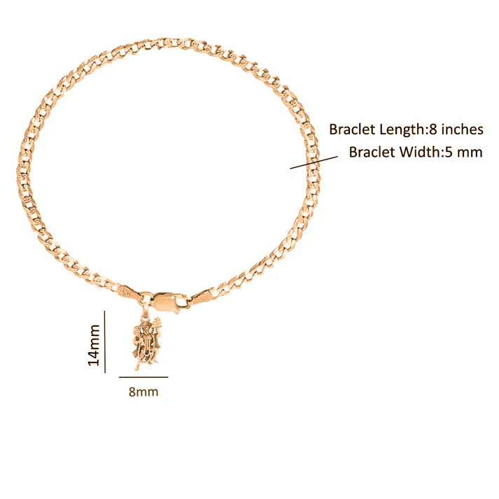 22KT gold plated 92.5% pure Sterling Silver Curb Designer Bracelet with Charm Hanuman for Men & Boys