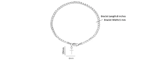 92.5% pure Sterling Silver Curb Designer Bracelet with Charm Jesus for Men & Boys