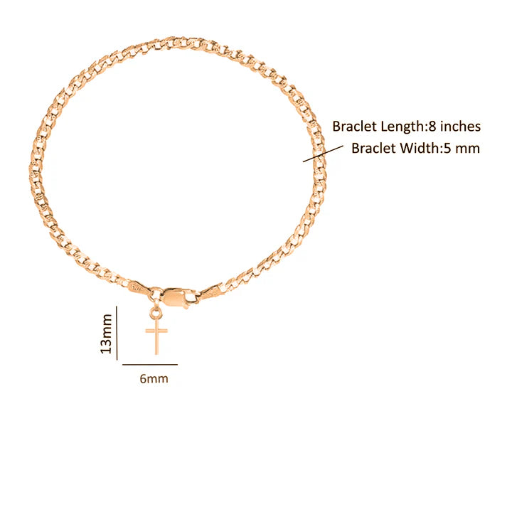 22KT gold plated 92.5% pure Sterling Silver Curb Designer Bracelet with Charm Jesus for Men & Boys