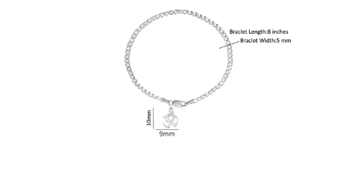 92.5% pure Sterling Silver Curb Designer Bracelet with spiritual OM for Men & Boys