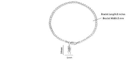 92.5% pure Sterling Silver Curb Designer Bracelet with Charm Hanuman for Men & Boys