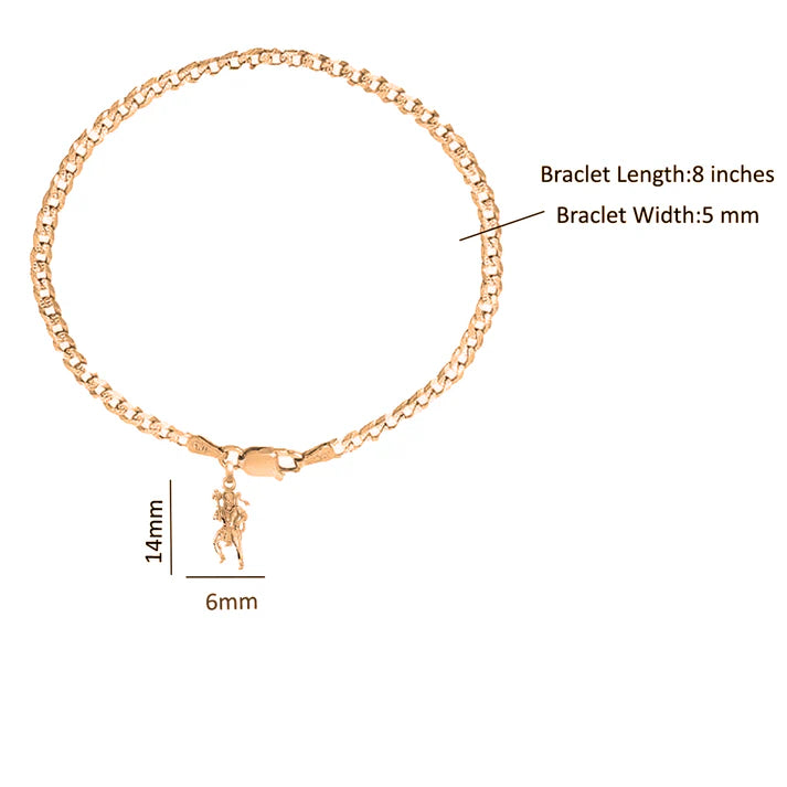22KT gold plated 92.5% pure Sterling Silver Curb Designer Bracelet with Charm Hanuman ji for Men & Boys