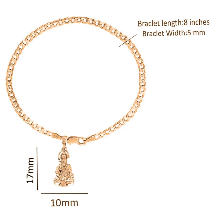22KT gold plated 92.5% pure Sterling Silver Curb Designer Bracelet with Charm Hanuman for Men & Boys