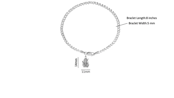 92.5% pure Sterling Silver Curb Designer Bracelet with Charm Ram for Men & Boys