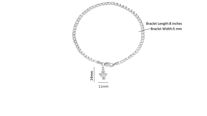 92.5% pure Sterling Silver Curb Designer Bracelet with Charm Ganesh for Men & Boys