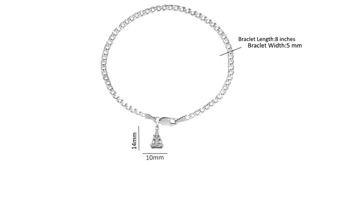 92.5% pure Sterling Silver Curb Designer Bracelet with Charm Shiva for Men & Boys