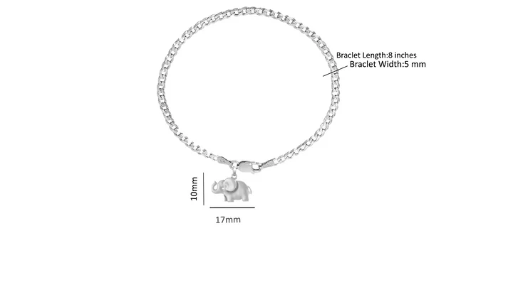 92.5% pure Sterling Silver Curb Designer Bracelet with fashionable Elephant for Men