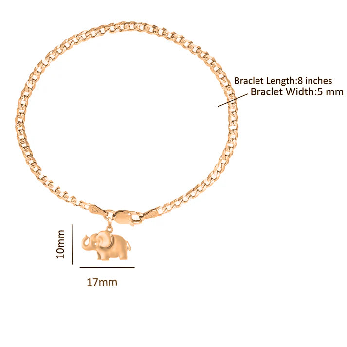 22KT gold plated 92.5% pure Sterling Silver Curb Designer Bracelet with fashionable Elephant for Men