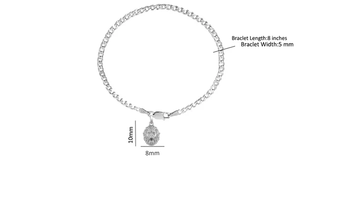 92.5% pure Sterling Silver Curb Designer Bracelet with Charm Narsimha for Men & Boys