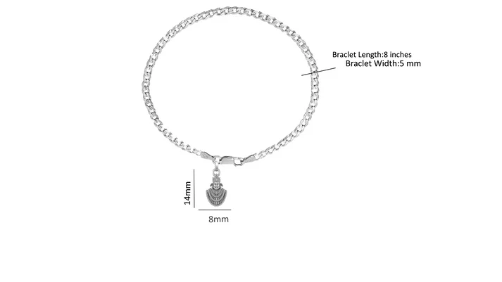 92.5% pure Sterling Silver Curb Designer Bracelet with Charm Khatu Shyam for Men