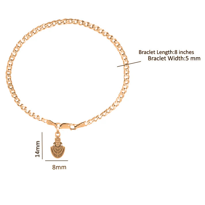 22KT gold plated 92.5% pure Sterling Silver Curb Designer Bracelet with Charm Khatu Shyam for Men