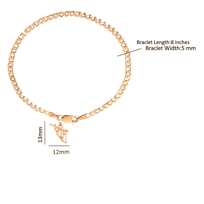 22KT gold plated 92.5% pure Sterling Silver Curb Designer Bracelet with Charm Ram Name for Men & Boys
