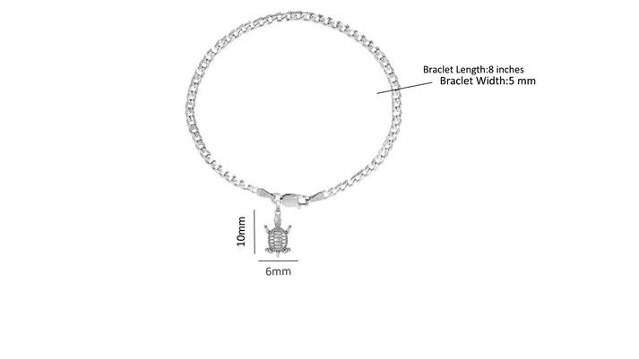 92.5% pure Sterling Silver Curb Designer Bracelet with fashionable Tortoise for Men