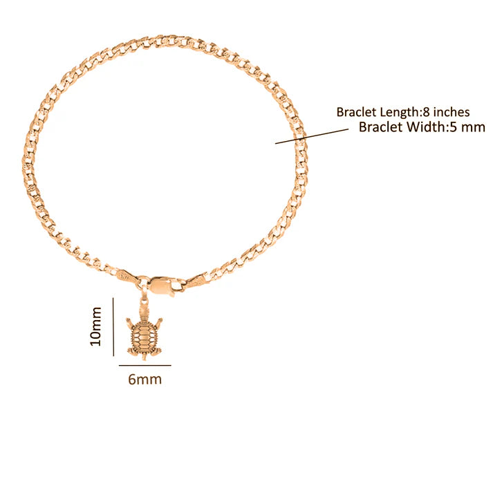 22KT gold plated 92.5% pure Sterling Silver Curb Designer Bracelet with fashionable Tortoise for Men