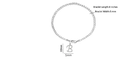 92.5% pure Sterling Silver Curb Designer Bracelet with B Alphabet for Men