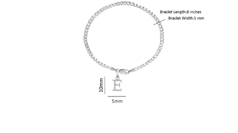 92.5% pure Sterling Silver Curb Designer Bracelet with E Alphabet for Men