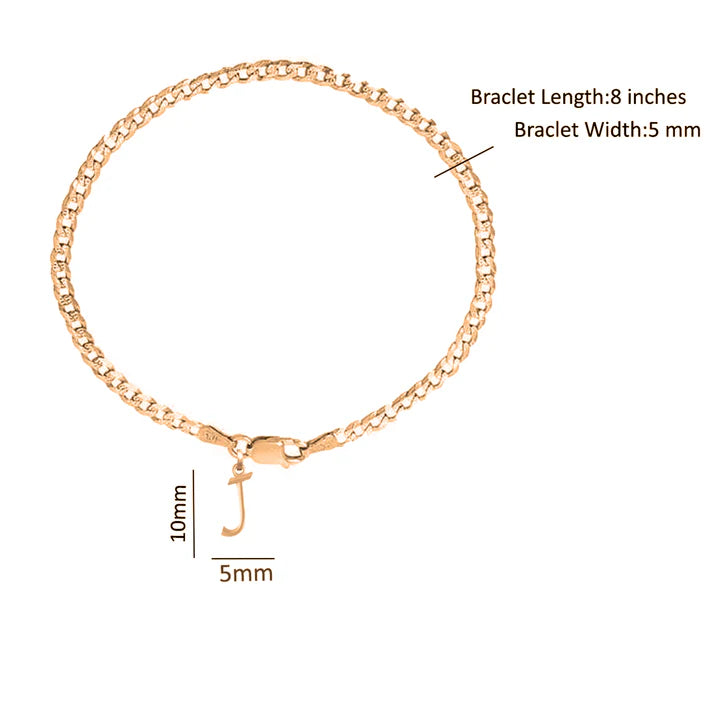 22KT gold plated 92.5% pure Sterling Silver Curb Designer Bracelet with J Alphabet for Men