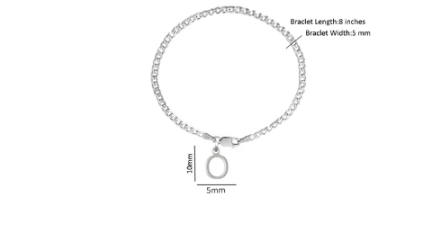 92.5% pure Sterling Silver Curb Designer Bracelet with O Alphabet for Men