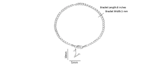 92.5% pure Sterling Silver Curb Designer Bracelet with V Alphabet for Men