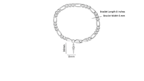92.5% pure Sterling Silver Figaro Designer Bracelet with Hanuman Gada for Men & Boys