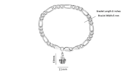 92.5% pure Sterling Silver Figaro Designer Bracelet with Charm Sai Baba for Men & Boy