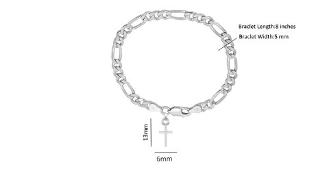 92.5% pure Sterling Silver Figaro Designer Bracelet with Charm Jesus for Men & Boys