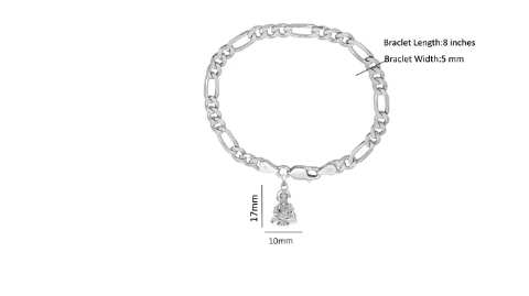 92.5% pure Sterling Silver Figaro Designer Bracelet with Charm Hanuman for Men