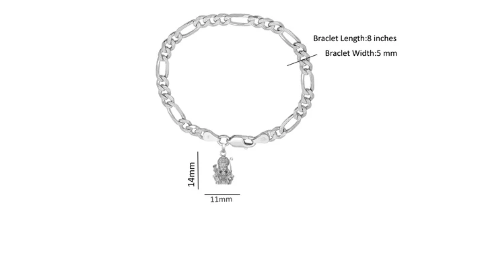 92.5% pure Sterling Silver Figaro Designer Bracelet with Charm Ram for Men & Boys