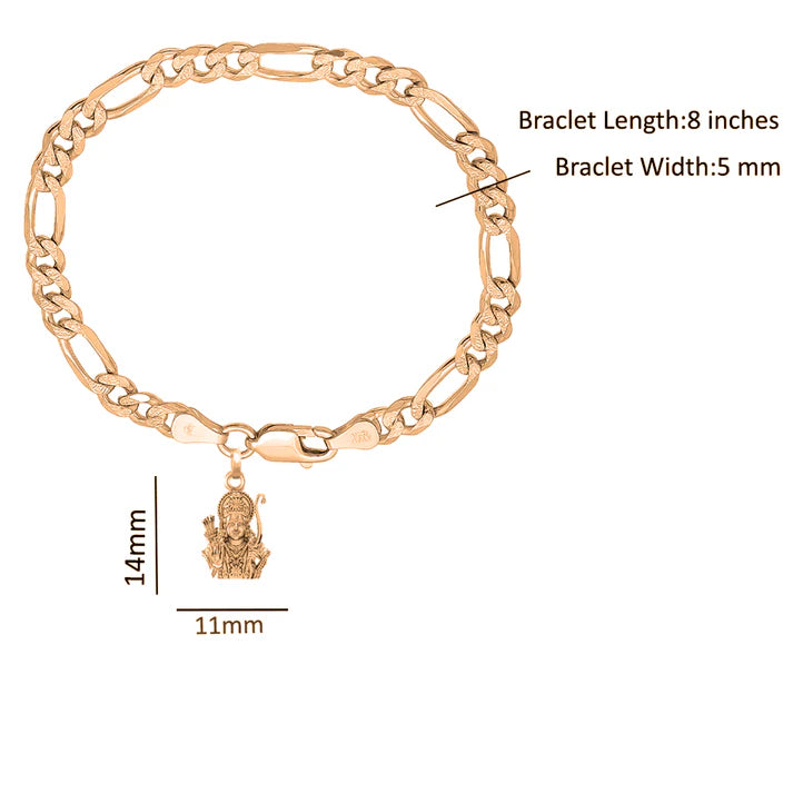 22KT gold plated 92.5% pure Sterling Silver Figaro Designer Bracelet with Charm Ram for Men & Boys