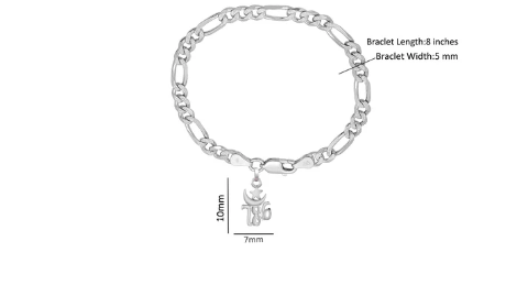 92.5% pure Sterling Silver Figaro Designer Bracelet with religious 786 for Men