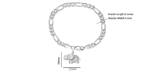 92.5% pure Sterling Silver Figaro Designer Bracelet with Stylish Elephant for Men