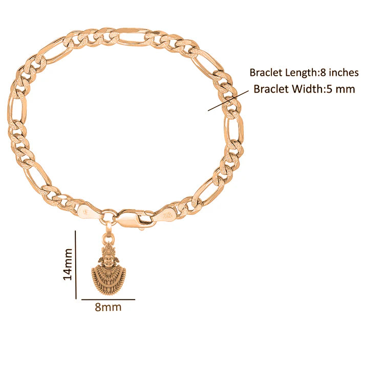 22KT gold plated 92.5% pure Sterling Silver Figaro Designer Bracelet with Charm Khatu Shyam for Men
