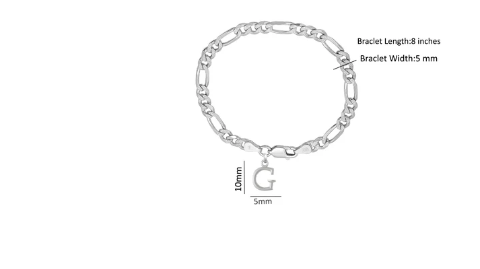 92.5% pure Sterling Silver Figaro Designer Bracelet with G Alphabet for Men