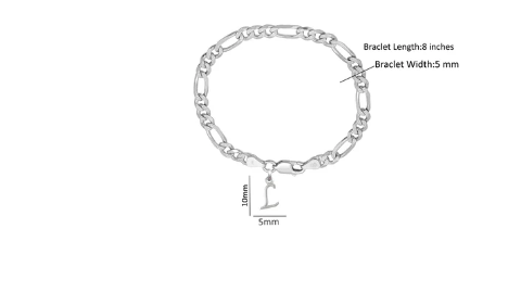 92.5% pure Sterling Silver Figaro Designer Bracelet with L Alphabet for Men