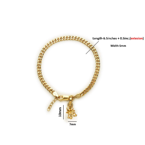 22KT gold plated 92.5% pure Sterling Silver Curb Designer Bracelet with religious 786 charm for Girls and Women