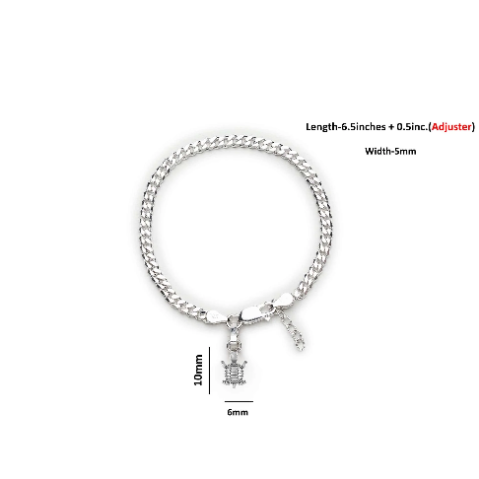 92.5% pure Sterling Silver Curb Designer Bracelet with fashionable Tortoise for Girls and Women