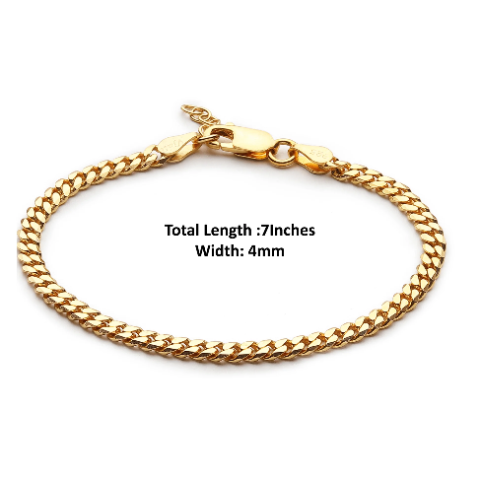 22 KT gold plated Sterling Silver (92.5% purity) Stylish and Fashionable Curb Bracelet for Girls and Women pure silver Bracelet