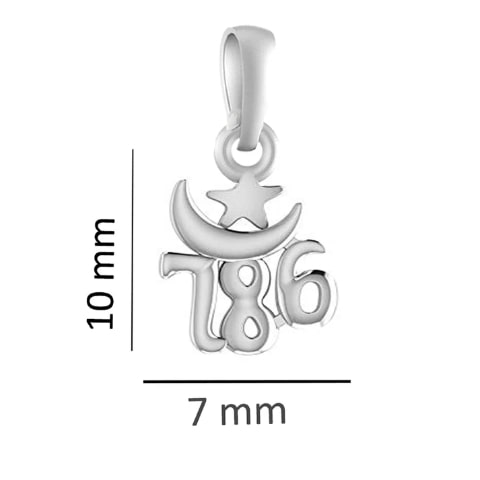 Religious Sterling Silver 92.5% Purity Lucky 786 Pendant Pure Silver Locket for Men and Women